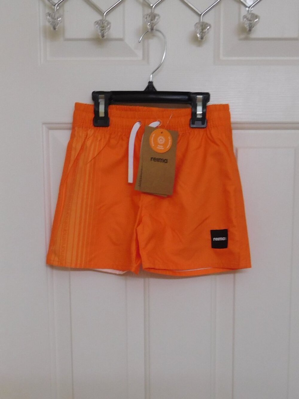 NWT Reima Bright Orange Side Logo Swim Shorts sz 6